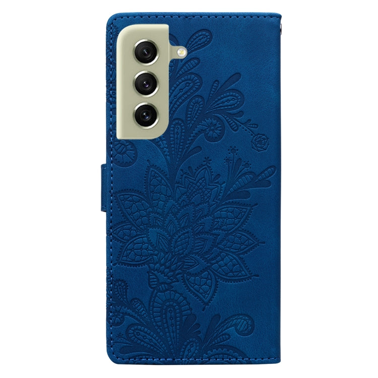 For Samsung Galaxy S21+ 5G Lace Floral Embossed Magnetic Buckle PU Phone Case With Wrist Strap