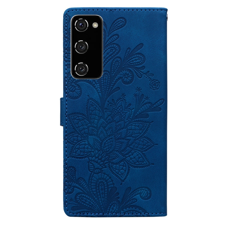 For Samsung Galaxy S20 FE Lace Floral Embossed Magnetic Buckle PU Phone Case With Wrist Strap