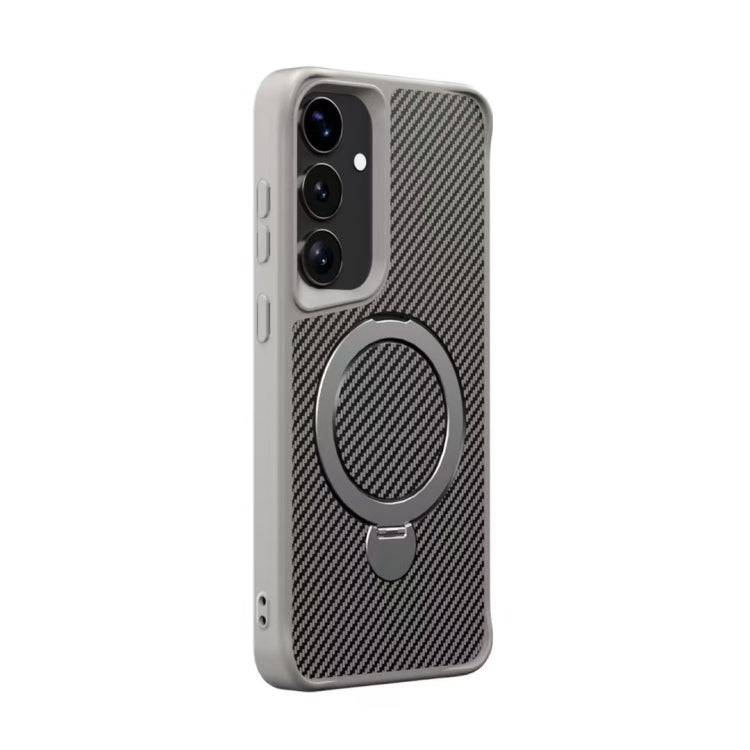 For Samsung Galaxy S25+ / S24+ 5G Carbon Fiber Texture 360 MagSafe Holder Phone Case