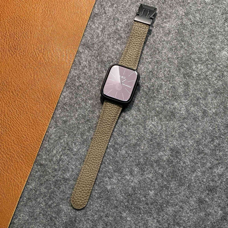 For Apple Watch 42mm / 41mm / 40mm / 38mm Magnetic Parachute Buckle Litchi Genuine Leather Watch Band