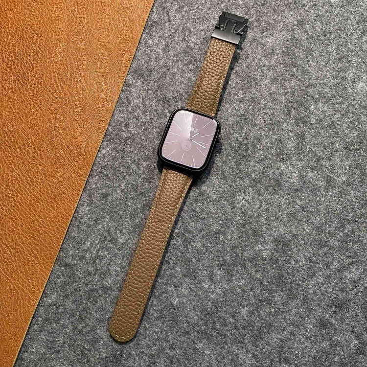 For Apple Watch 42mm / 41mm / 40mm / 38mm Magnetic Parachute Buckle Litchi Genuine Leather Watch Band