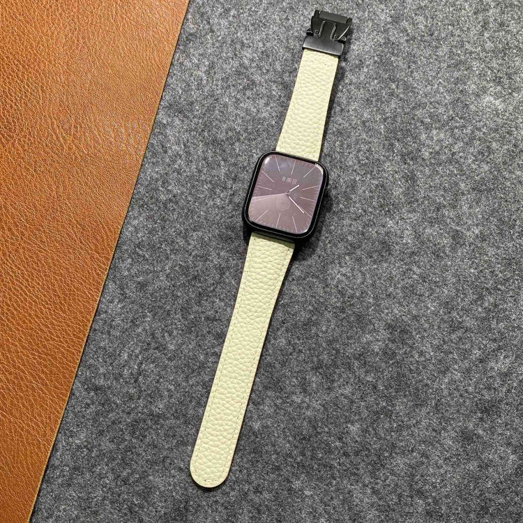 For Apple Watch 42mm / 41mm / 40mm / 38mm Magnetic Parachute Buckle Litchi Genuine Leather Watch Band