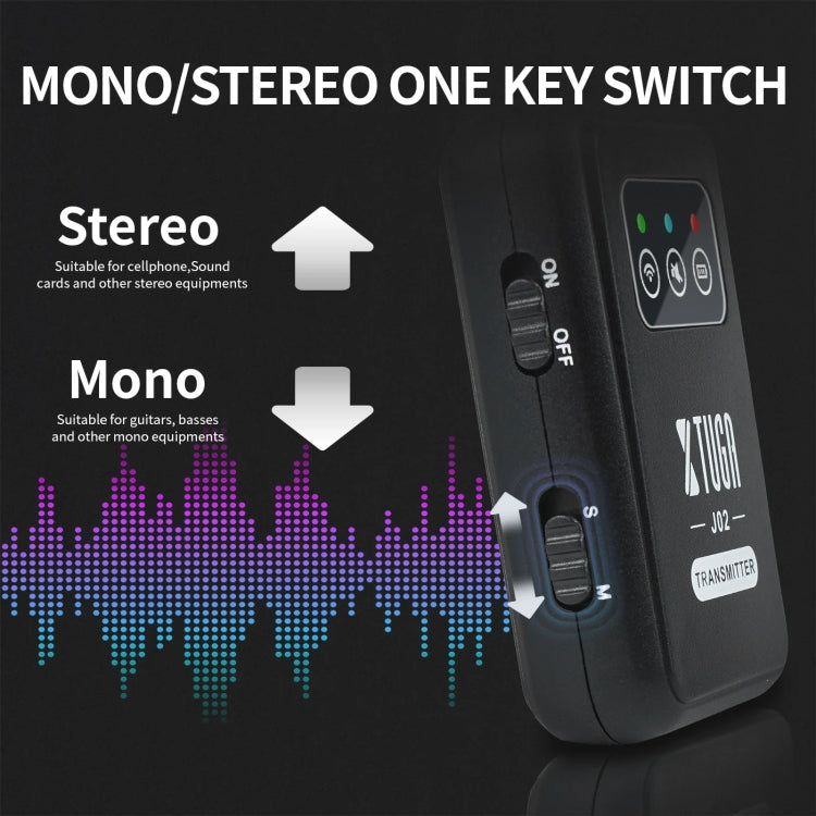 XTUGA J02 2.4G Stereo Wireless In-Ear Mini Monitor System with Transmitter & Receiver - Black