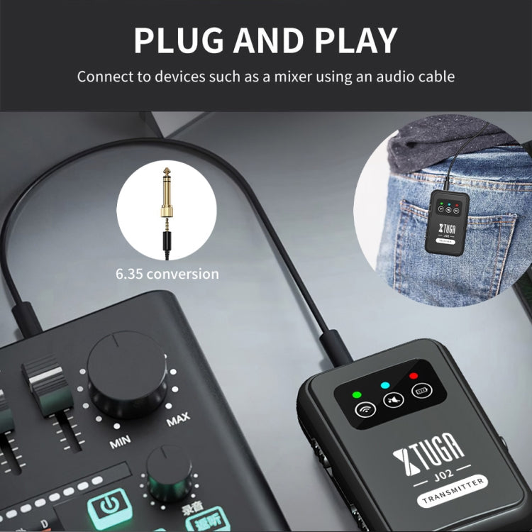 XTUGA J02 2.4G Stereo Wireless In-Ear Mini Monitor System with Transmitter & Receiver - Black