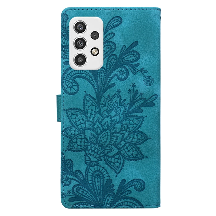 For Samsung Galaxy A23 5G Lace Floral Embossed Magnetic Buckle PU Phone Case With Wrist Strap