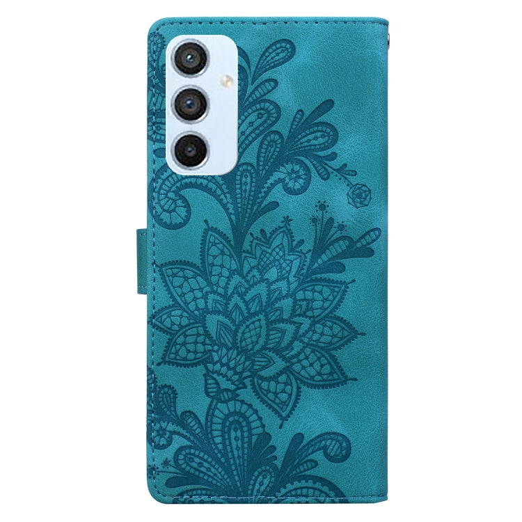 For Samsung Galaxy A54 5G Lace Floral Embossed Magnetic Buckle PU Phone Case With Wrist Strap