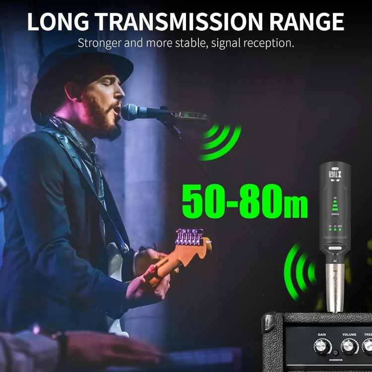 XTUGA SF-1 Wireless XLR Transmitter & Receiver UHF Wireless Adapter for Wired Mic / Guitar - Black