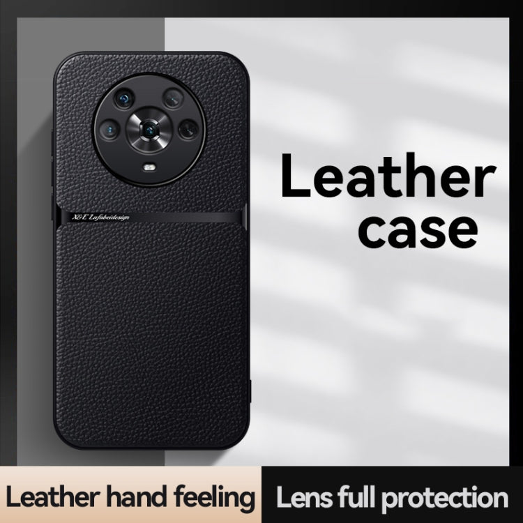 For Honor Magic4 Pro Litchi Leather Magnetic Full Coverage Shockproof Phone Case