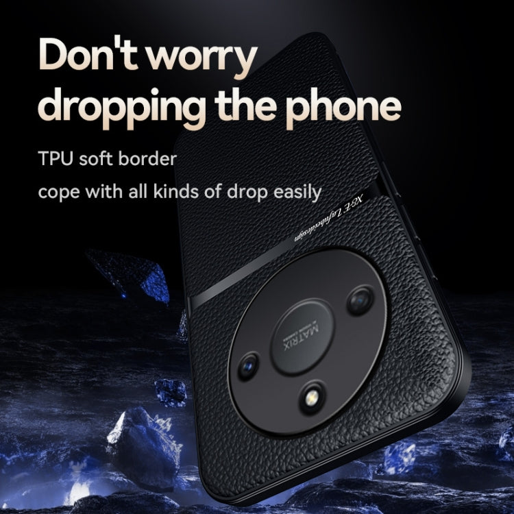 For Honor X50 Litchi Leather Magnetic Full Coverage Shockproof Phone Case