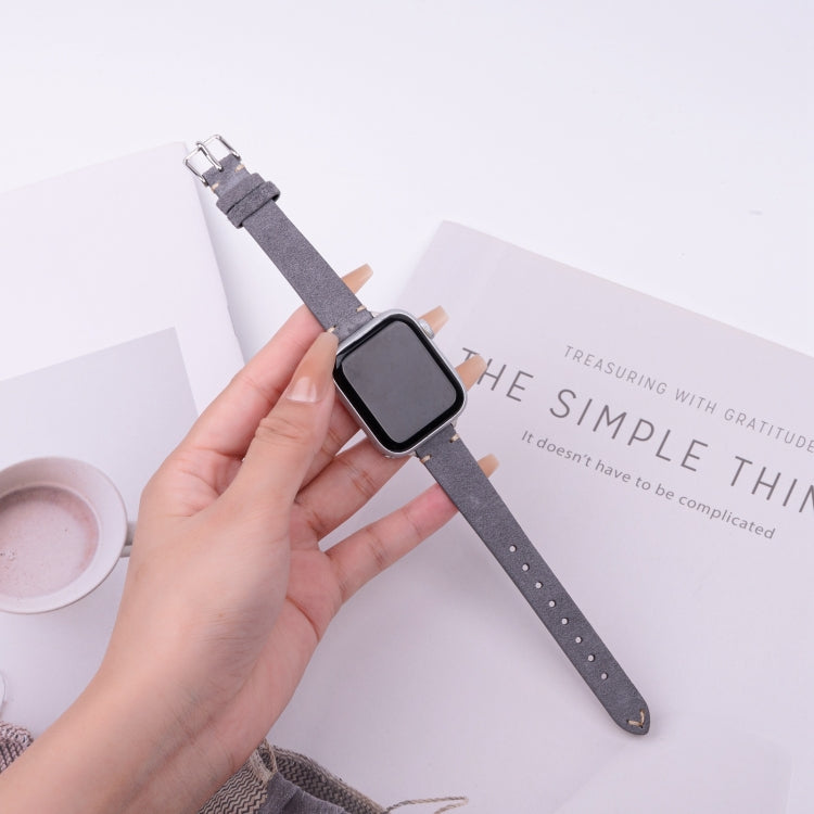 For Apple Watch 46mm / 49mm / 45mm / 44mm Matte Genuine Leather Watch Band