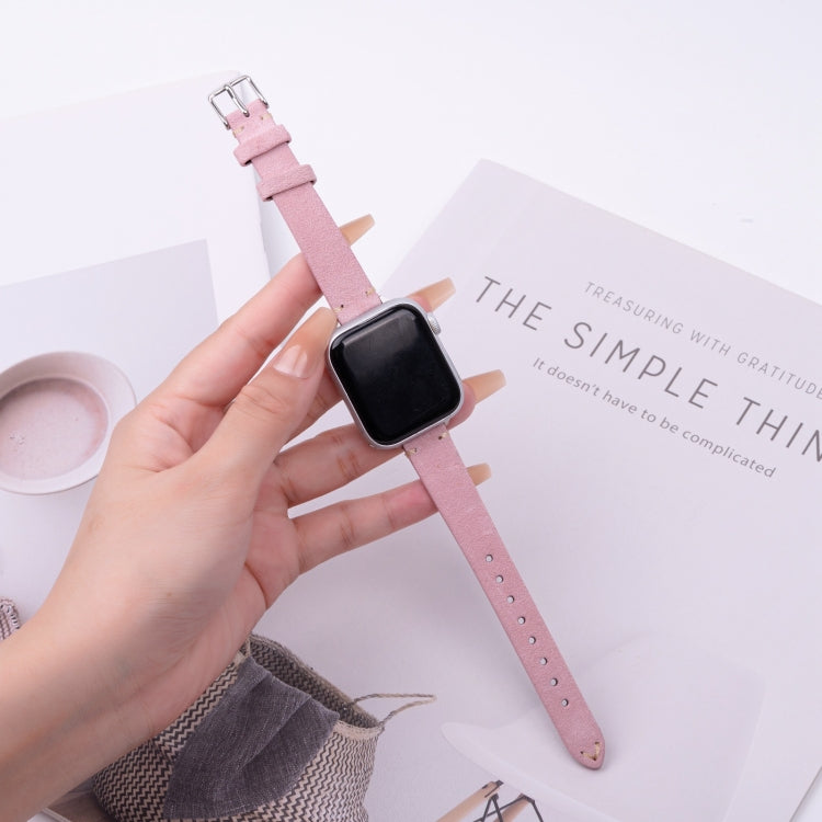 For Apple Watch 46mm / 49mm / 45mm / 44mm Matte Genuine Leather Watch Band
