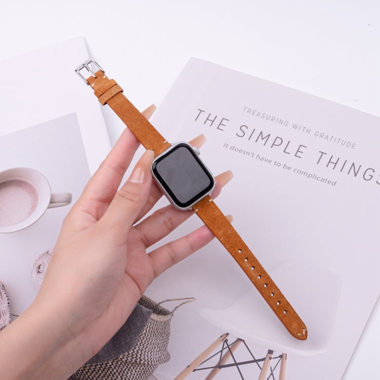 For Apple Watch 46mm / 49mm / 45mm / 44mm Matte Genuine Leather Watch Band