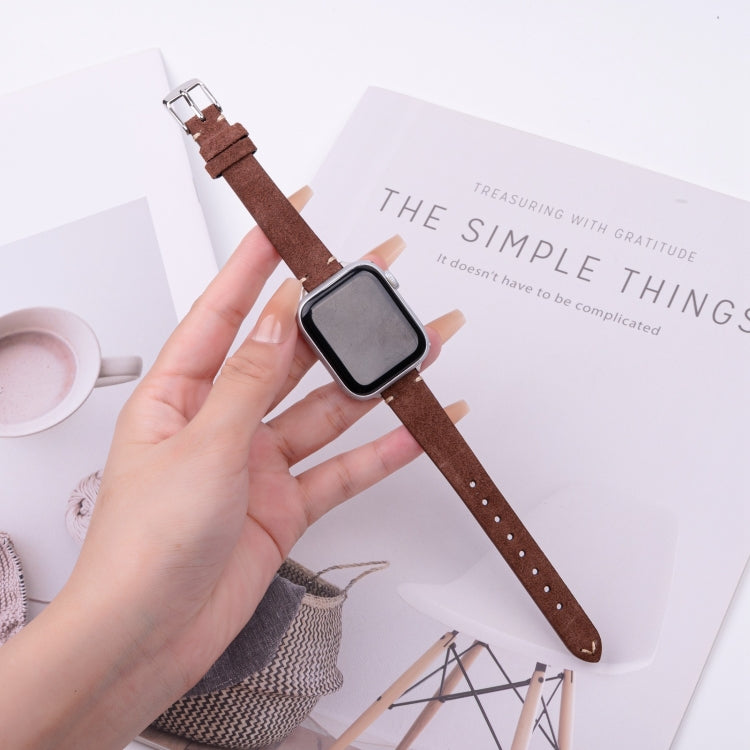 For Apple Watch 42mm / 41mm / 40mm / 38mm Matte Genuine Leather Watch Band