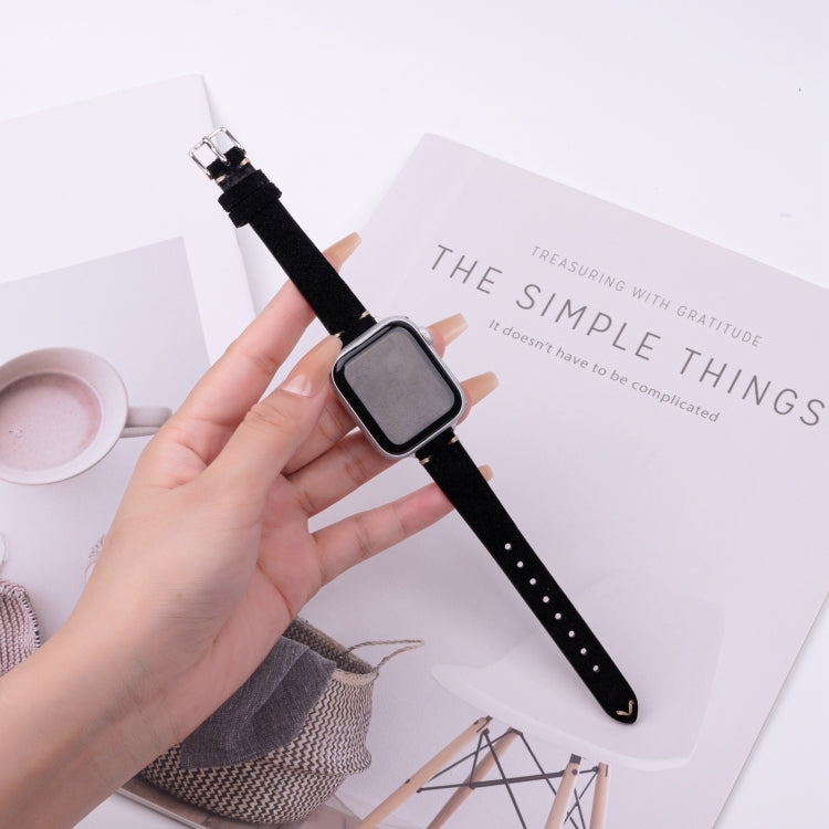 For Apple Watch 42mm / 41mm / 40mm / 38mm Matte Genuine Leather Watch Band