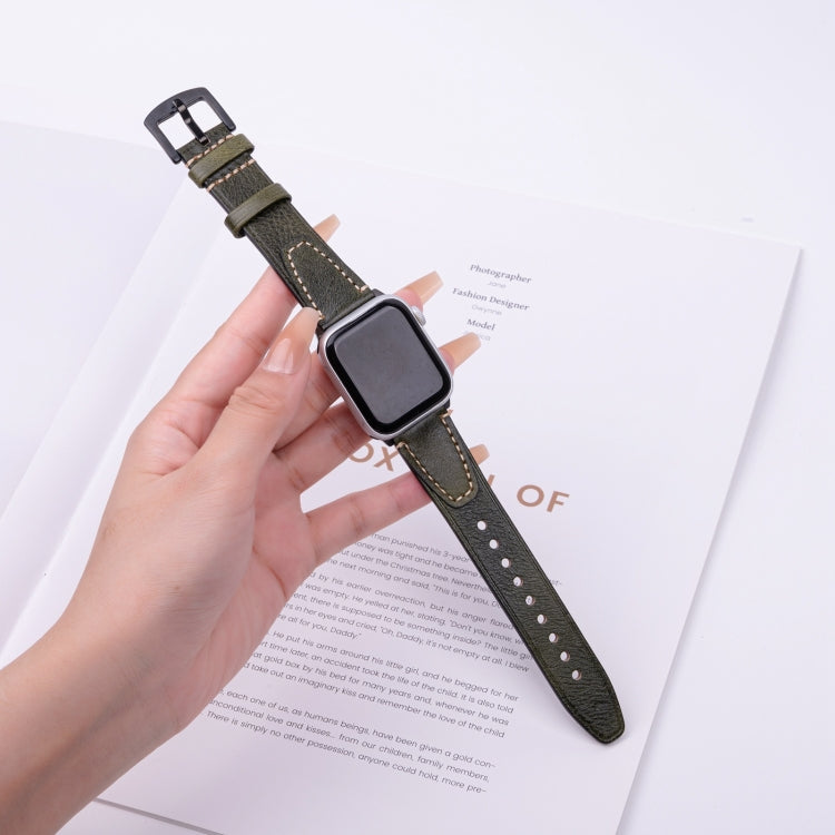 For Apple Watch 46mm / 49mm / 45mm / 44mm U-shape Genuine Leather Watch Band