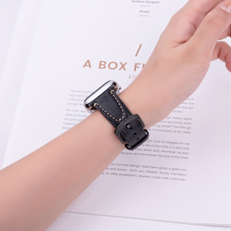 For Apple Watch 46mm / 49mm / 45mm / 44mm U-shape Genuine Leather Watch Band