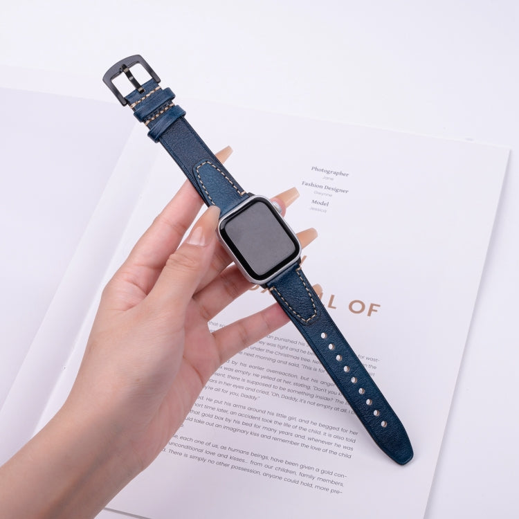 For Apple Watch 46mm / 49mm / 45mm / 44mm U-shape Genuine Leather Watch Band