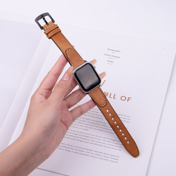 For Apple Watch 46mm / 49mm / 45mm / 44mm U-shape Genuine Leather Watch Band