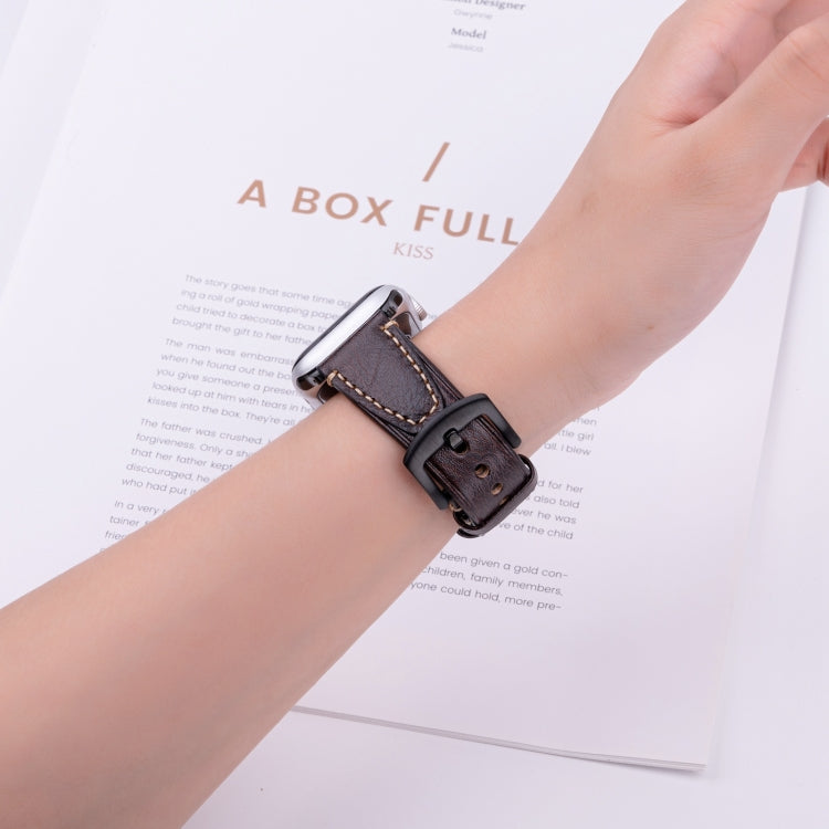 For Apple Watch 46mm / 49mm / 45mm / 44mm U-shape Genuine Leather Watch Band