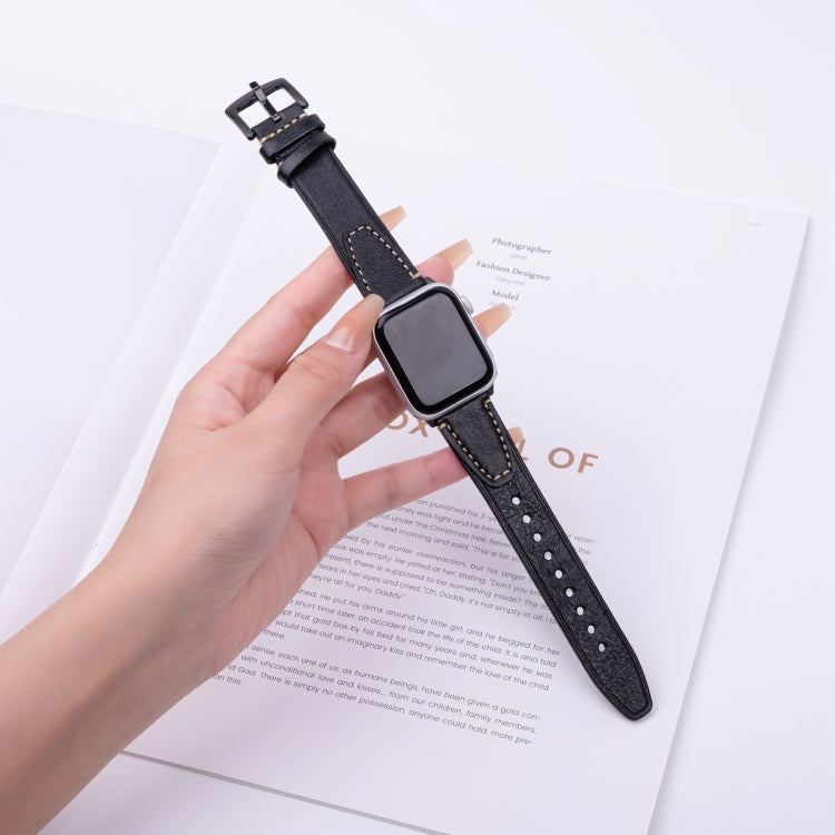 For Apple Watch 42mm / 41mm / 40mm / 38mm U-shape Genuine Leather Watch Band