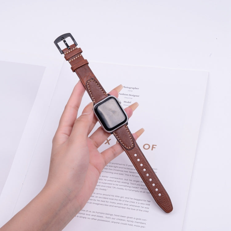 For Apple Watch 42mm / 41mm / 40mm / 38mm U-shape Genuine Leather Watch Band