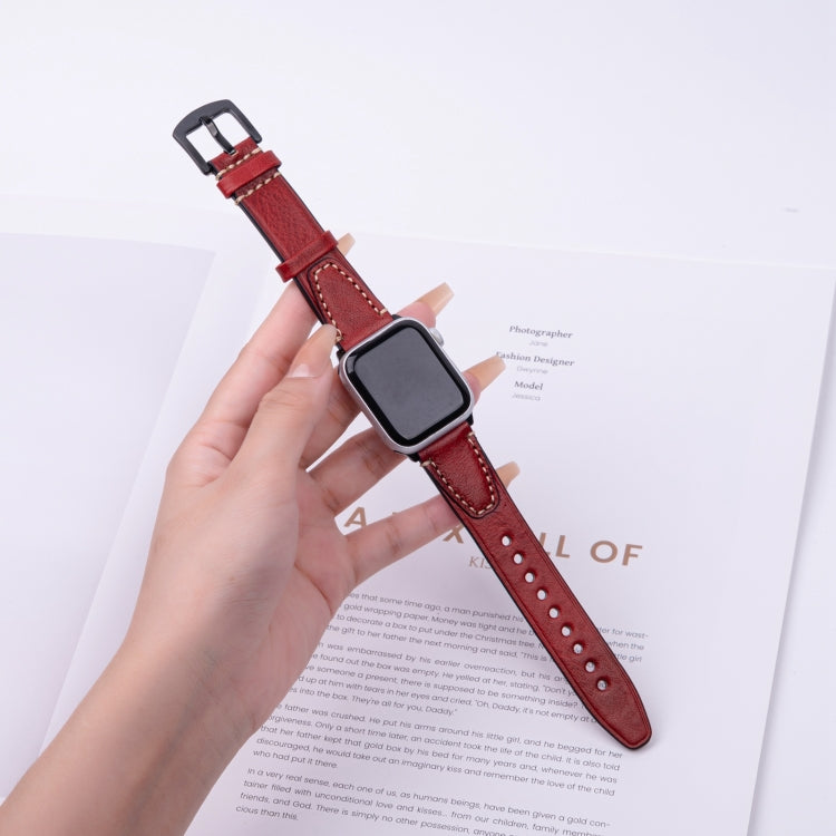For Apple Watch 42mm / 41mm / 40mm / 38mm U-shape Genuine Leather Watch Band