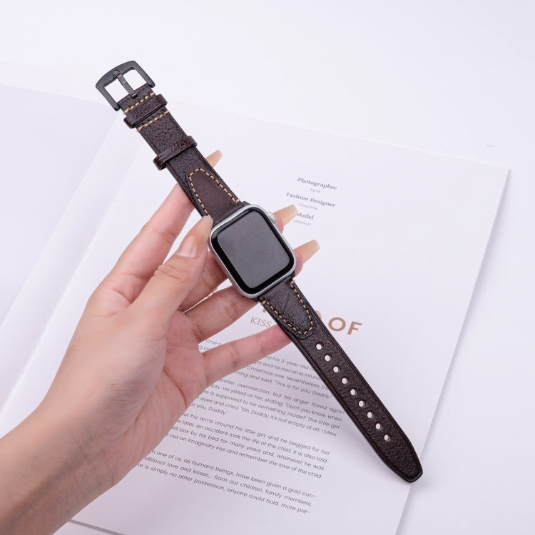 For Apple Watch 42mm / 41mm / 40mm / 38mm U-shape Genuine Leather Watch Band