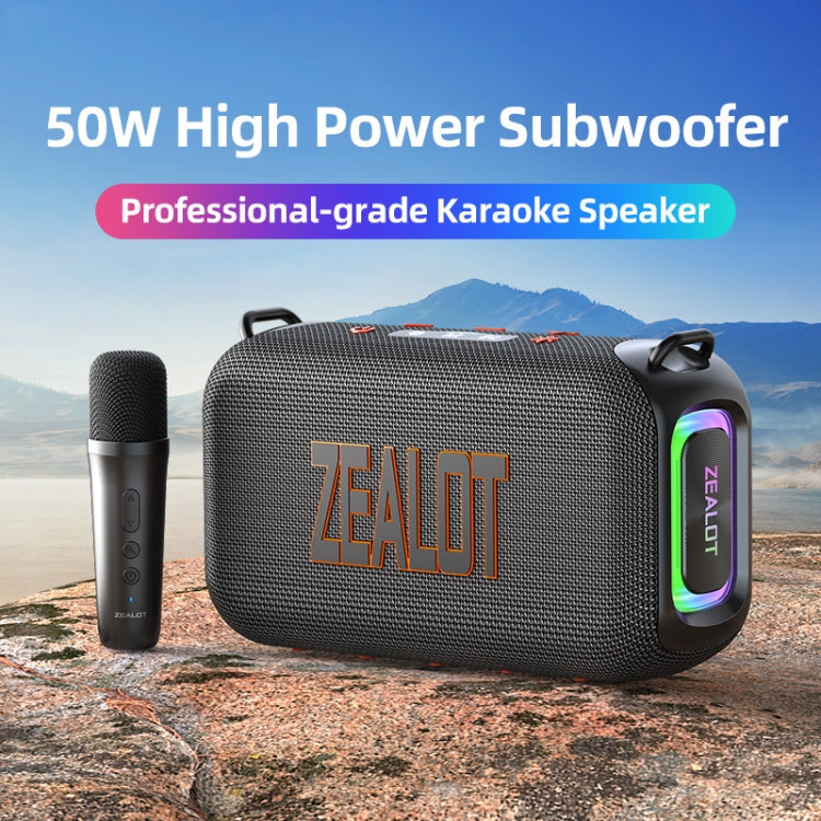 Zealot S85M 50W Outdoor Portable Bluetooth Speaker with Microphone - Black