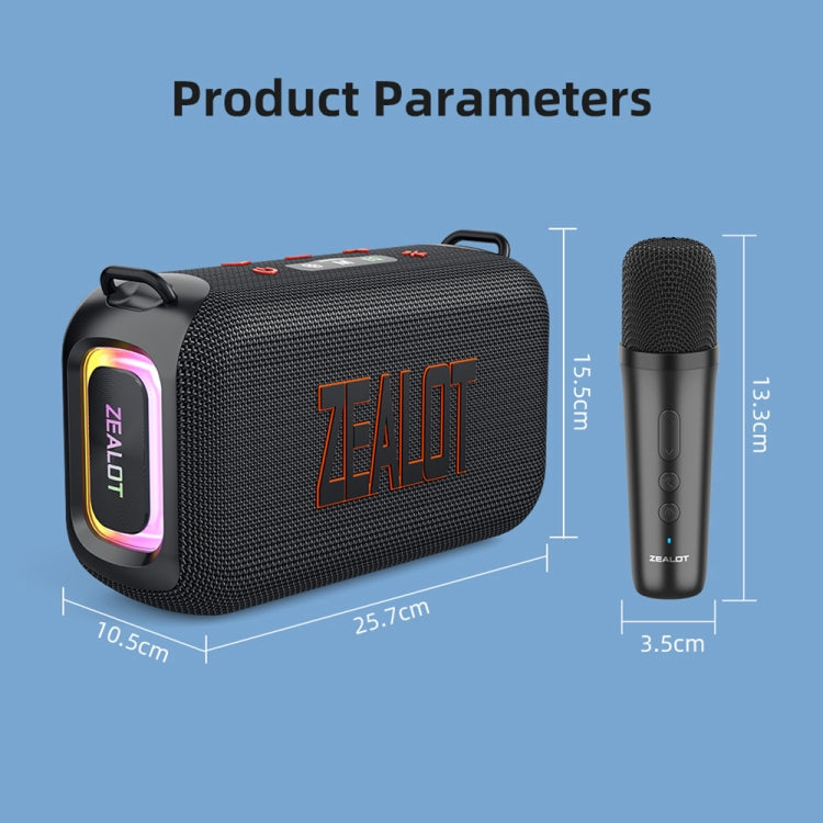 Zealot S85M 50W Outdoor Portable Bluetooth Speaker with Microphone - Black