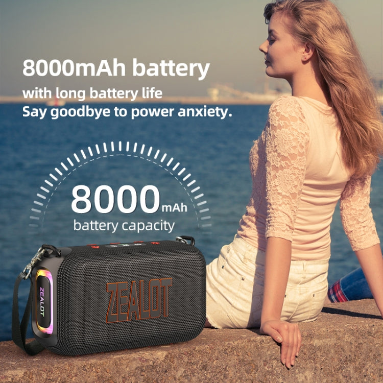 Zealot S85M 50W Outdoor Portable Bluetooth Speaker with Microphone - Black
