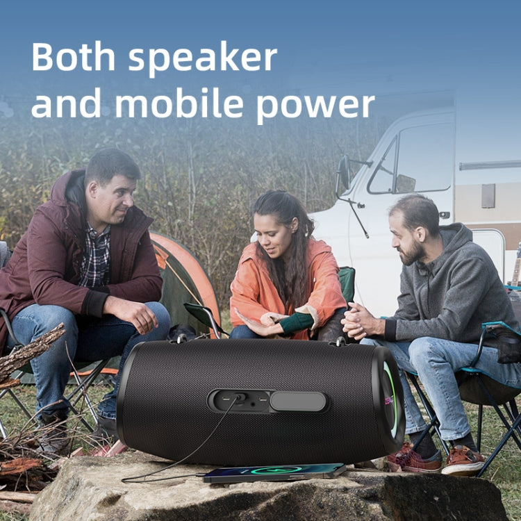 Zealot S87M 80W Portable Outdoor RGB Bluetooth Speaker with Microphone - Black