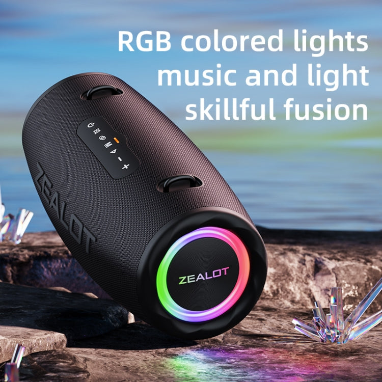 Zealot S87M 80W Portable Outdoor RGB Bluetooth Speaker with Dual Microphones - Black