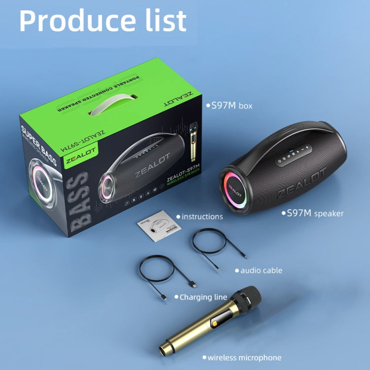 Zealot S97M 80W Outdoor Portable RGB Bluetooth Speaker with Microphone - Black