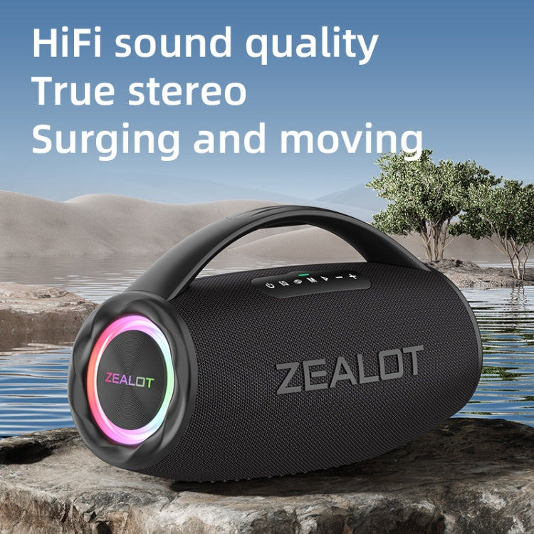 Zealot S97M 80W Outdoor Portable RGB Bluetooth Speaker with Dual Microphones - Black