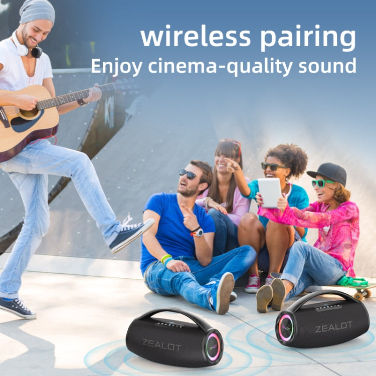 Zealot S97M 80W Outdoor Portable RGB Bluetooth Speaker with Dual Microphones - Black