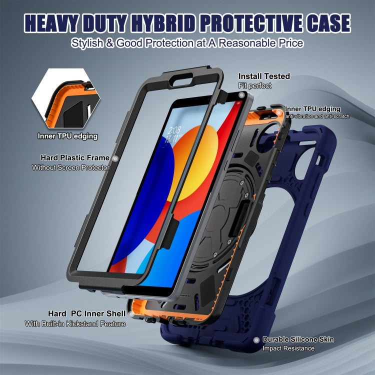 For Xiaomi Redmi Pad SE 8.7 Rotatable Holder Silicone Hybrid PC Tablet Case with Shoulder Strap