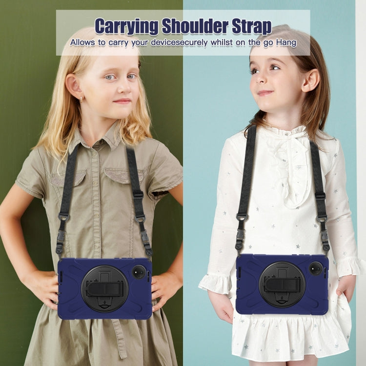 For Xiaomi Redmi Pad SE 8.7 Rotatable Holder Silicone Hybrid PC Tablet Case with Shoulder Strap