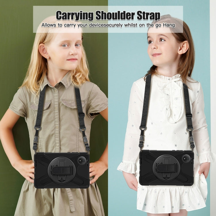 For Xiaomi Redmi Pad SE 8.7 Rotatable Holder Silicone Hybrid PC Tablet Case with Shoulder Strap