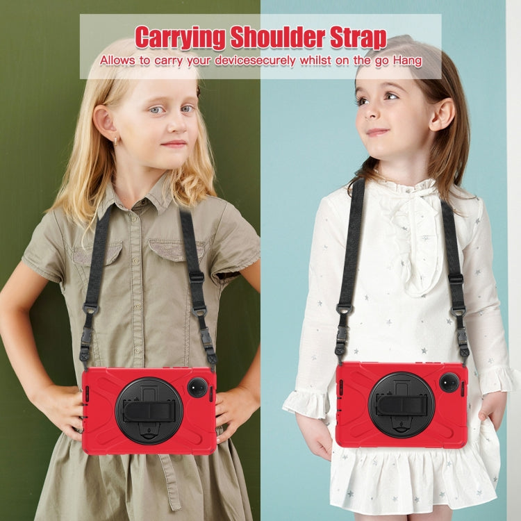 For Xiaomi Redmi Pad SE 8.7 Rotatable Holder Silicone Hybrid PC Tablet Case with Shoulder Strap