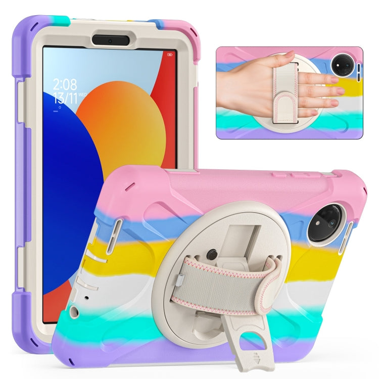 For Xiaomi Redmi Pad SE 8.7 Rotatable Holder Silicone Hybrid PC Tablet Case with Shoulder Strap