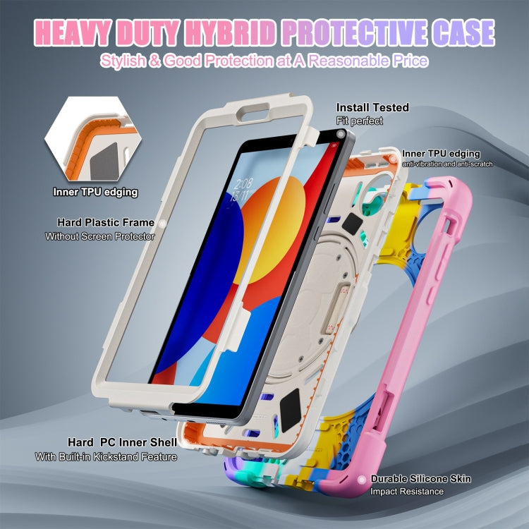 For Xiaomi Redmi Pad SE 8.7 Rotatable Holder Silicone Hybrid PC Tablet Case with Shoulder Strap