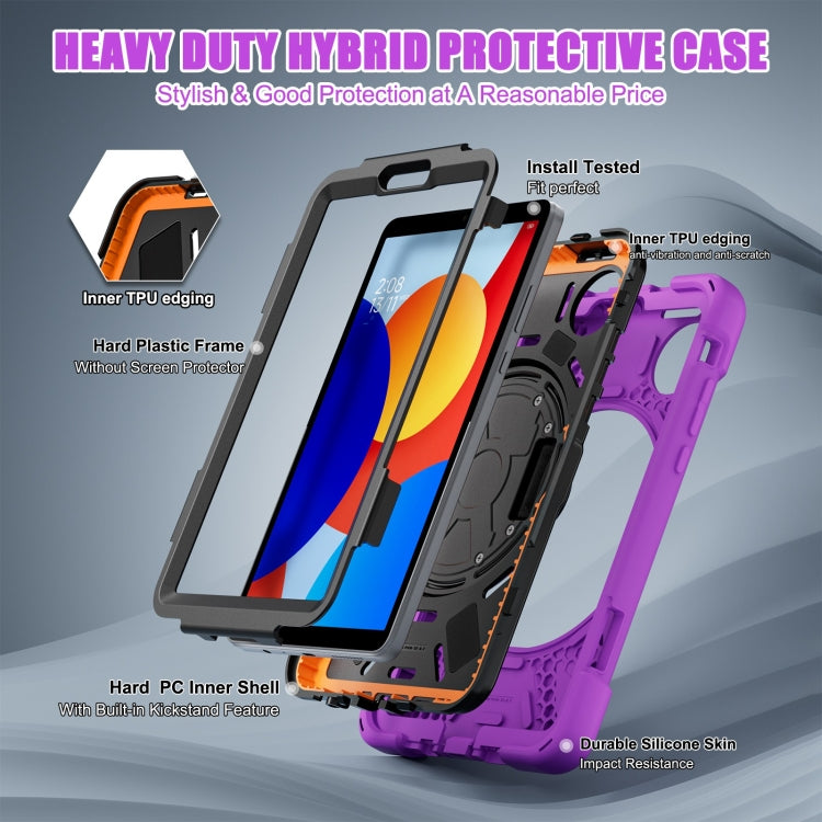 For Xiaomi Redmi Pad SE 8.7 Rotatable Holder Silicone Hybrid PC Tablet Case with Shoulder Strap