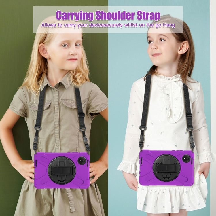 For Xiaomi Redmi Pad SE 8.7 Rotatable Holder Silicone Hybrid PC Tablet Case with Shoulder Strap