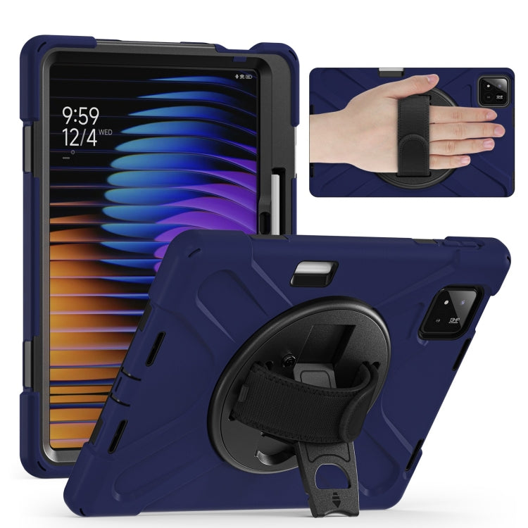 For Xiaomi Pad 7 / 7 Pro Rotatable Holder Silicone Hybrid PC Tablet Case with Shoulder Strap