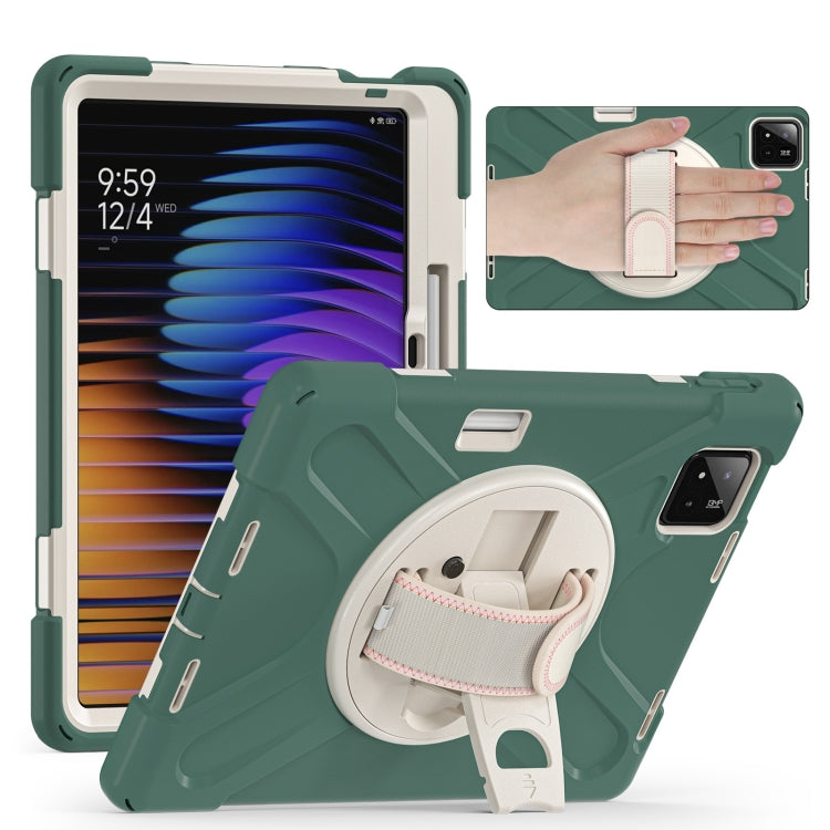 For Xiaomi Pad 7 / 7 Pro Rotatable Holder Silicone Hybrid PC Tablet Case with Shoulder Strap