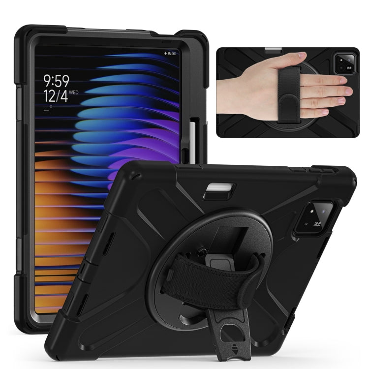 For Xiaomi Pad 7 / 7 Pro Rotatable Holder Silicone Hybrid PC Tablet Case with Shoulder Strap