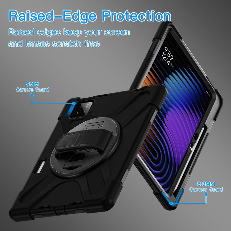 For Xiaomi Pad 7 / 7 Pro Rotatable Holder Silicone Hybrid PC Tablet Case with Shoulder Strap