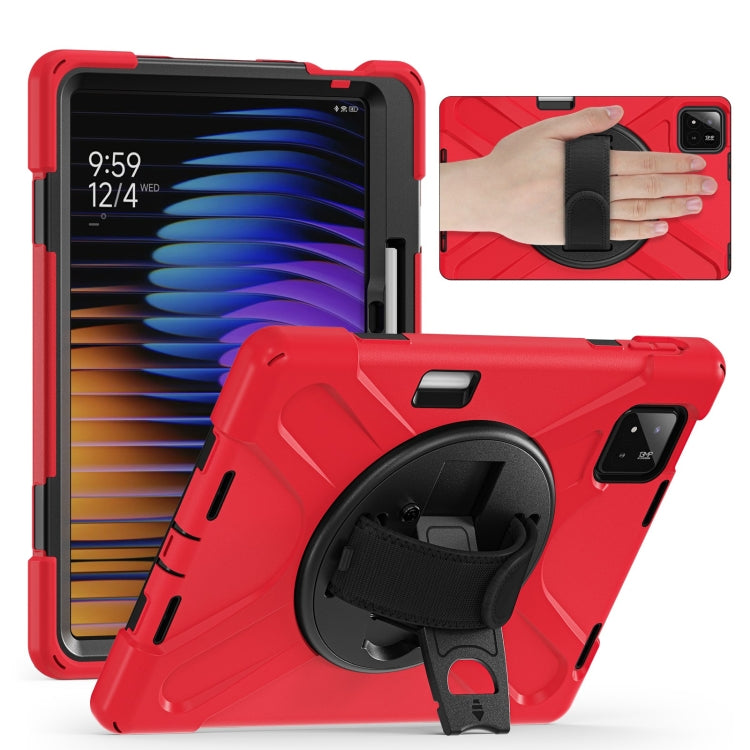 For Xiaomi Pad 7 / 7 Pro Rotatable Holder Silicone Hybrid PC Tablet Case with Shoulder Strap