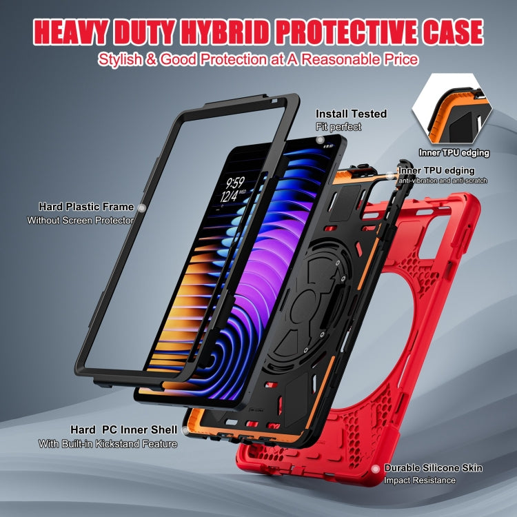 For Xiaomi Pad 7 / 7 Pro Rotatable Holder Silicone Hybrid PC Tablet Case with Shoulder Strap