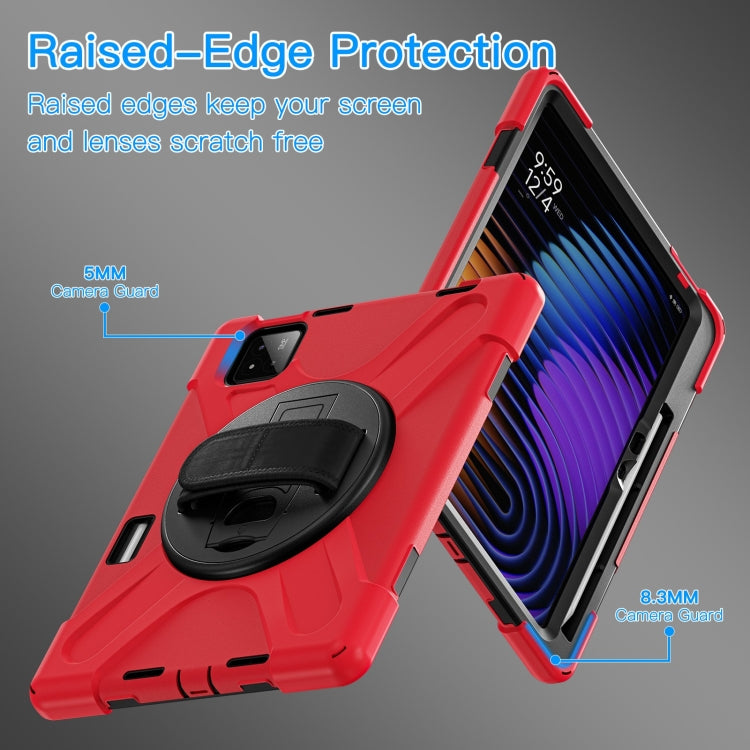 For Xiaomi Pad 7 / 7 Pro Rotatable Holder Silicone Hybrid PC Tablet Case with Shoulder Strap